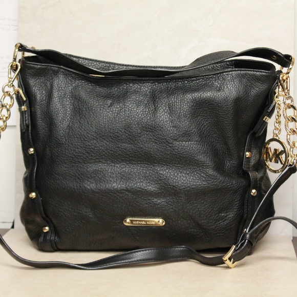 Michael Kors Astor Studded Black Leather Hobo - Picture 1 of 5